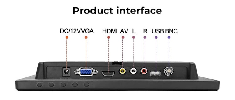 Monitor LCD 10" con bnc para cámaras cámara de seguridad bnc