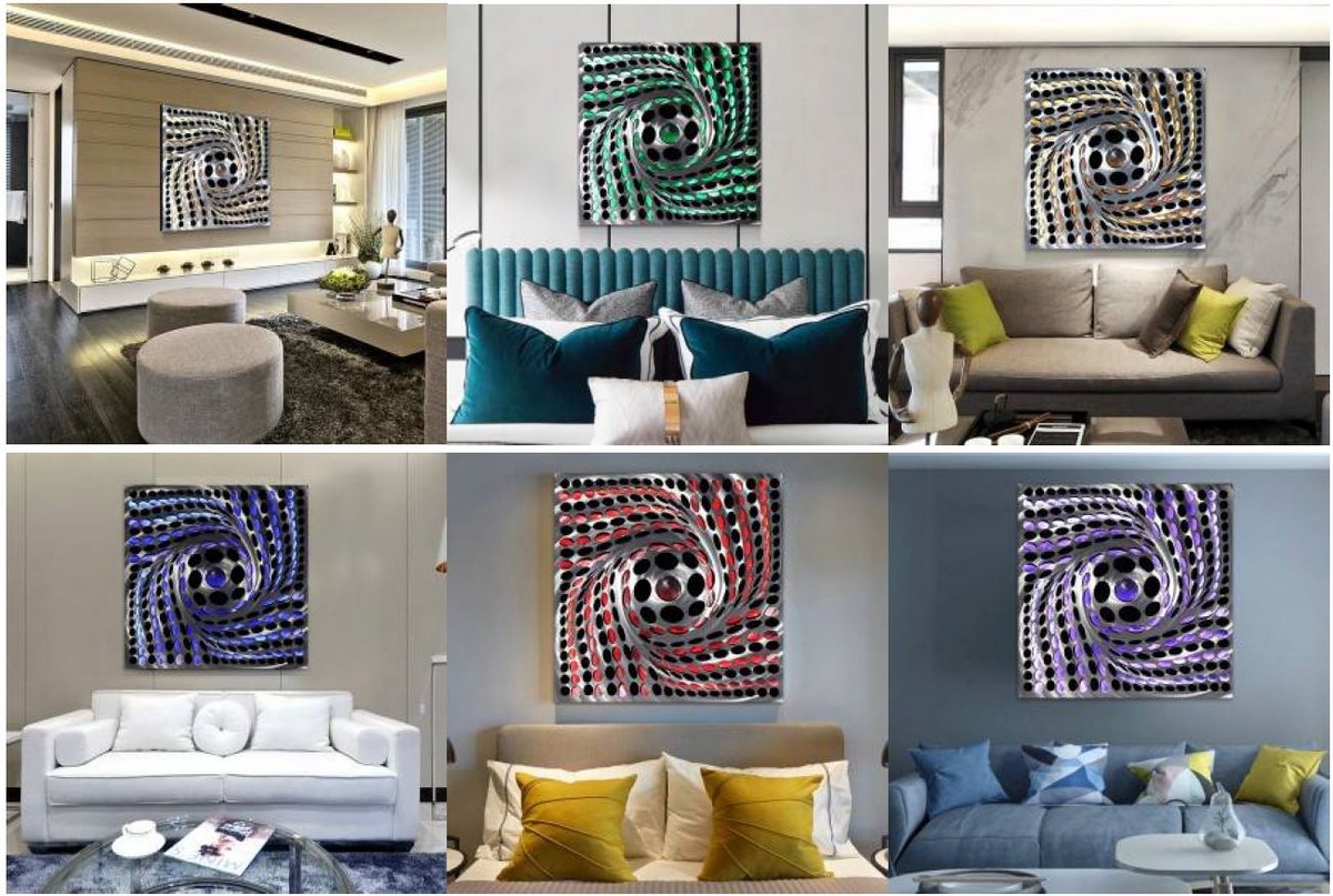 arte de pared de metal abstracto con luces led