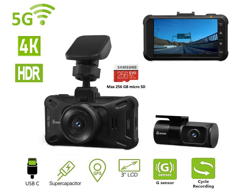 mejor dash cam delantera y trasera dod gs980d con 4k