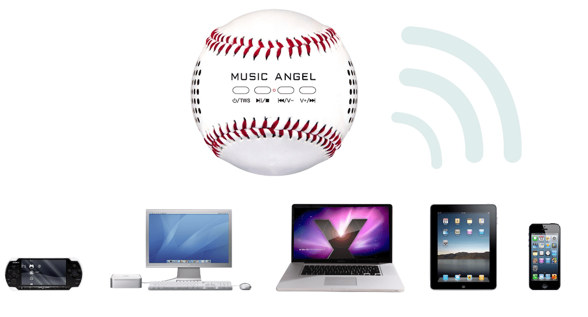 altavoz bluetooth inalámbrico con pelota de béisbol