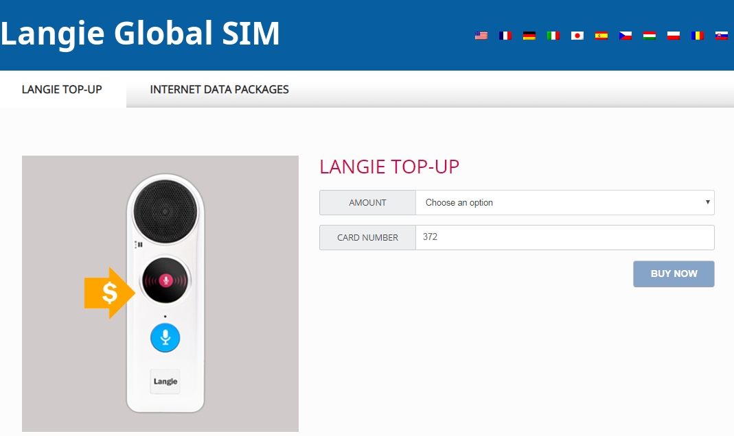 crédito de recarga de langie sim 3g