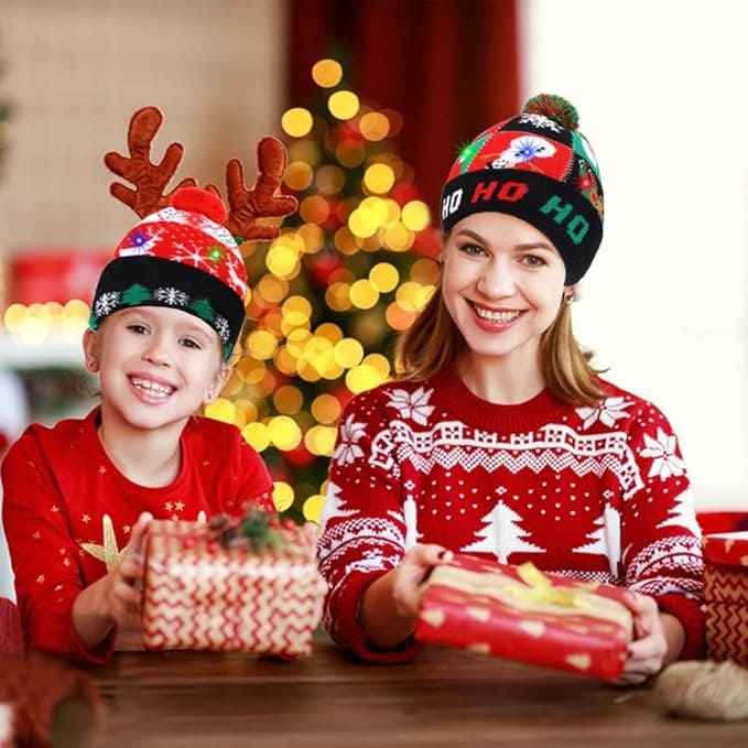 Gorra LED para invierno - gorra LED de invierno con pompón